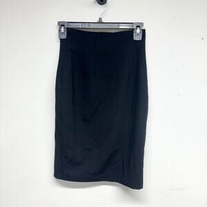AMELIE Women Black Midi Zippered Back High Waisted Pencil Skirt Size Small NWT
